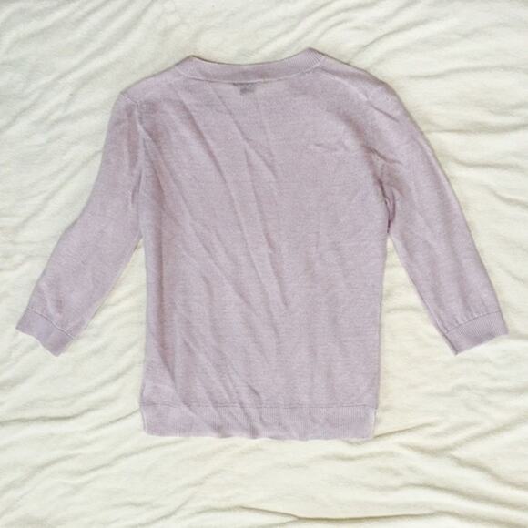 Theory thin knit lilac crewneck 3/4 sleeve sweater | Sz S - Picture 4 of 5